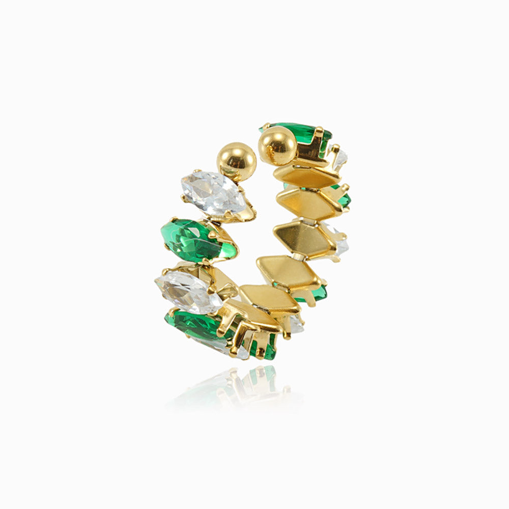 Anel Ajustável com Zircónia JZ1505 - Aço Inox