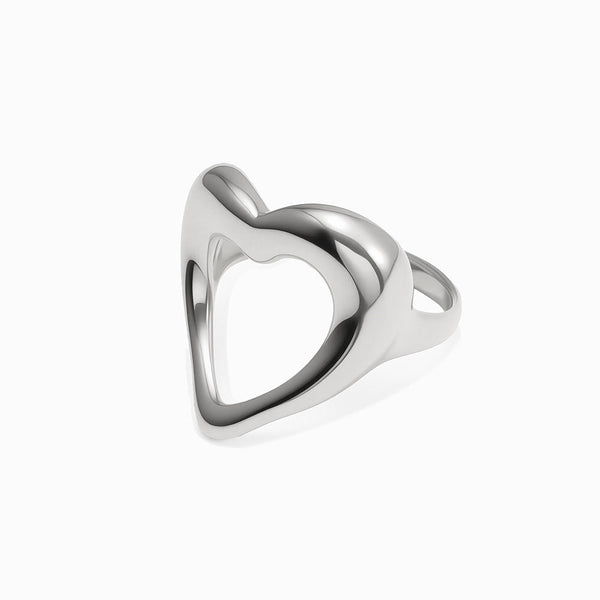 Anel Coração 17.2mm JZ1565 - Aço Inox Prateado