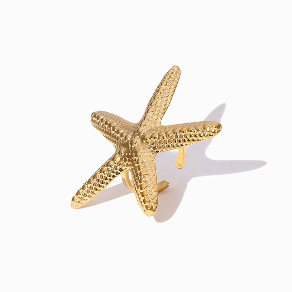 Anel Estrela do Mar JZ1511 - Aço Inox Dourado