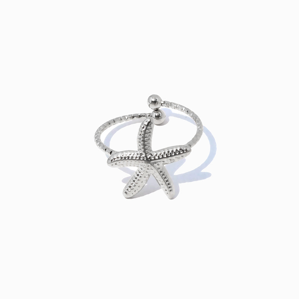 Anel Ajustável Estrela do Mar JZ1468 - Aço Inox Prateado