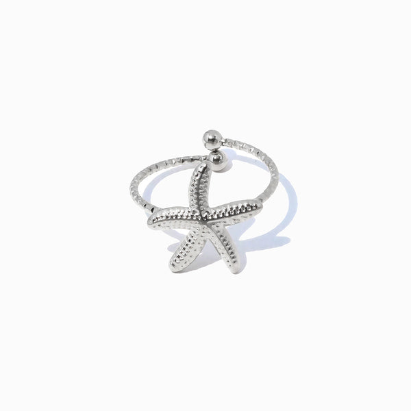 Anel Ajustável Estrela do Mar JZ1468 - Aço Inox Prateado