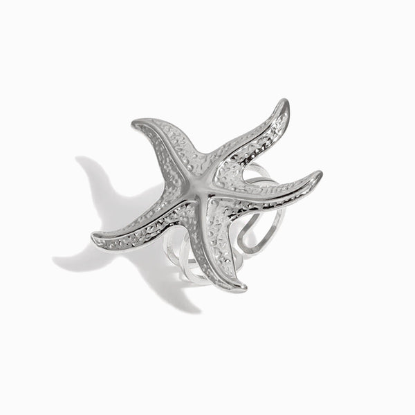 Anel Estrela do Mar JZ1512 - Aço Inox Prateado