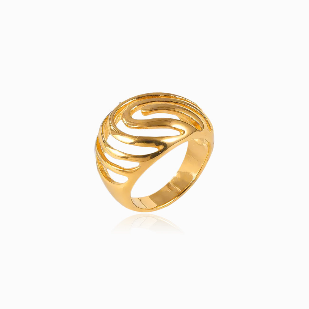 Anel Statement 17.2mm JZ1567 - Aço Inox Dourado