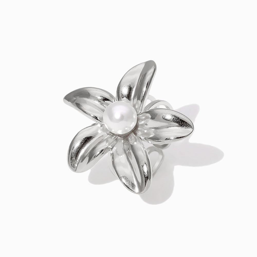 Anel Ajustável Flor JZ1513 - Aço Inox Prateado