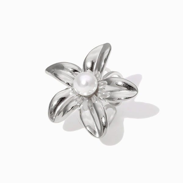 Anel Ajustável Flor JZ1513 - Aço Inox Prateado