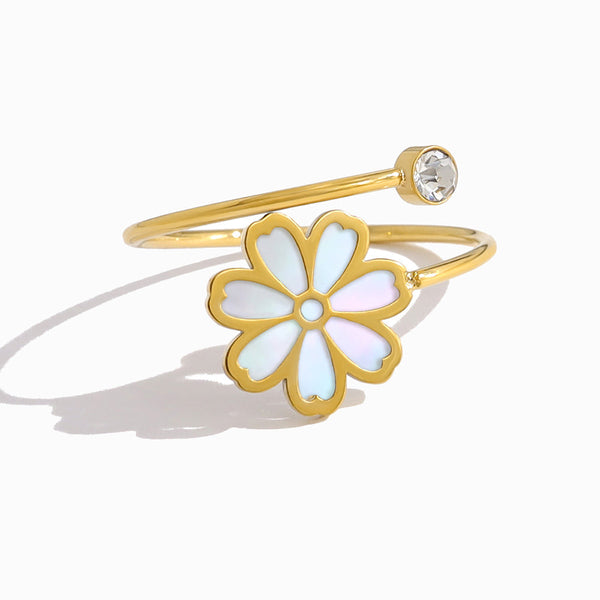 Anel Flor JZ1540 - Aço Inox Dourado