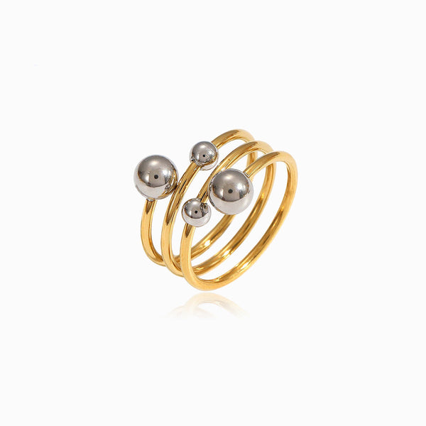 Anel Geométrico com Bolas 18mm JZ1479 - Aço Inox