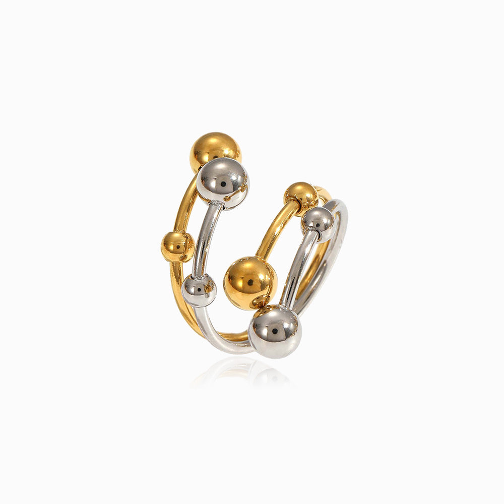 Anel Geométrico com Bolas 18mm JZ1480 - Aço Inox