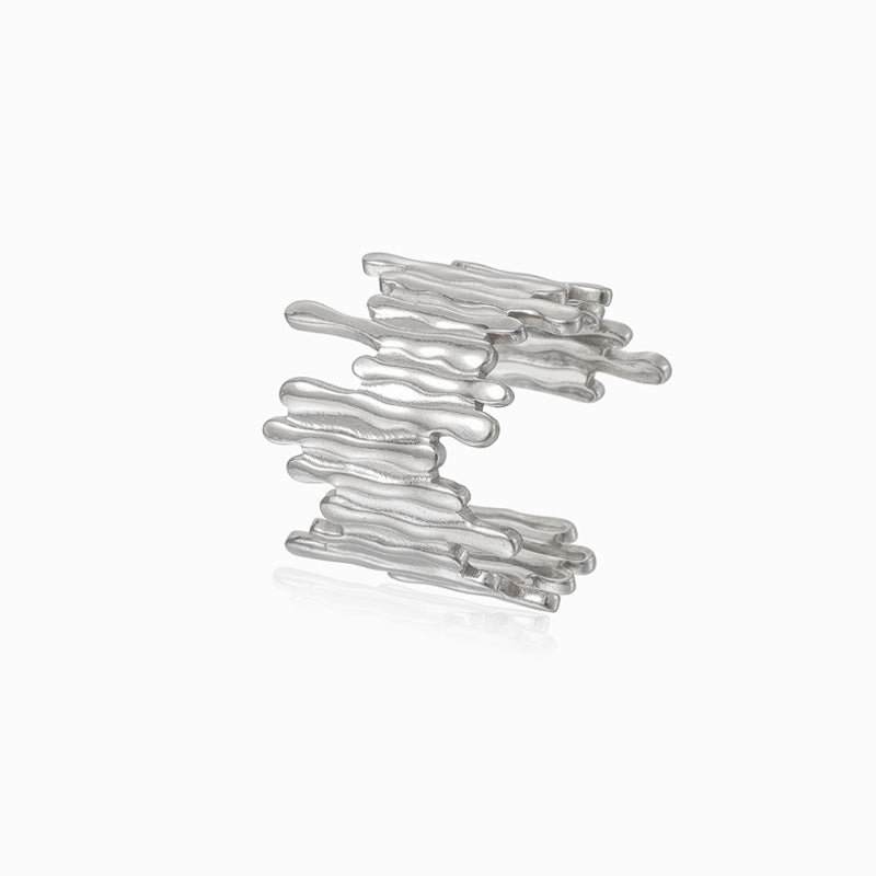 Anel Geométrico JZ1348 - Aço Inox Prateado