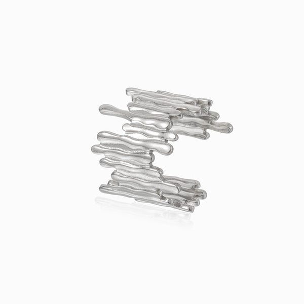 Anel Geométrico JZ1348 - Aço Inox Prateado