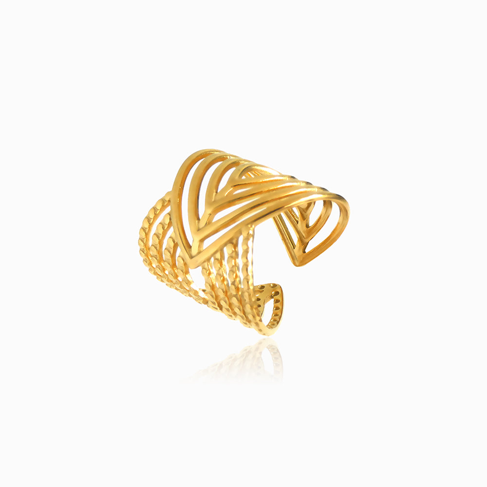 Anel Geométrico Ajustável JZ1380 - Aço Inox Dourado