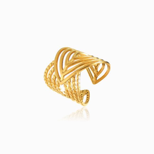 Anel Geométrico Ajustável JZ1380 - Aço Inox Dourado