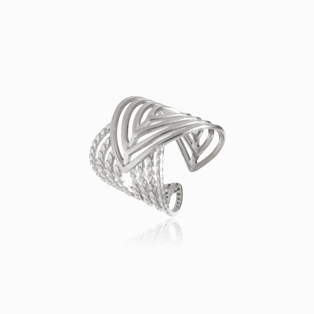 Anel Geométrico Ajustável JZ1380 - Aço Inox Prateado