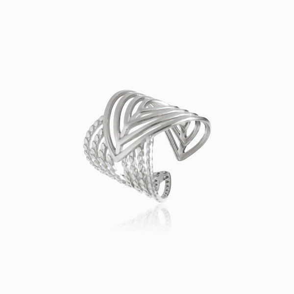 Anel Geométrico Ajustável JZ1380 - Aço Inox Prateado