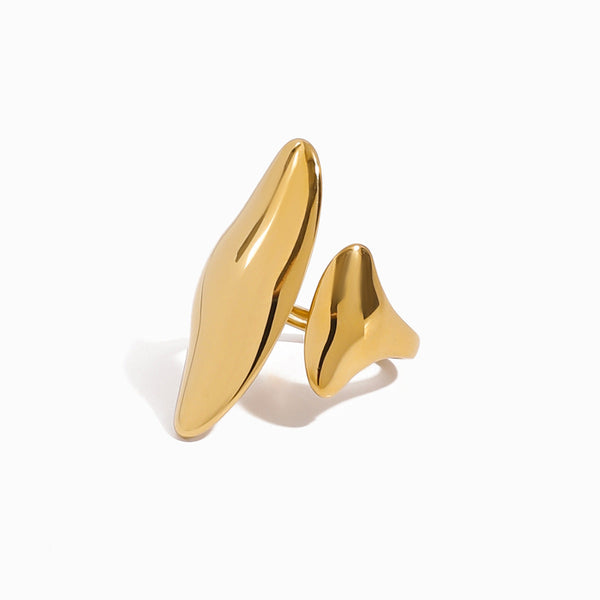 Anel Geométrico Ajustável JZ1460 - Aço Inox Dourado