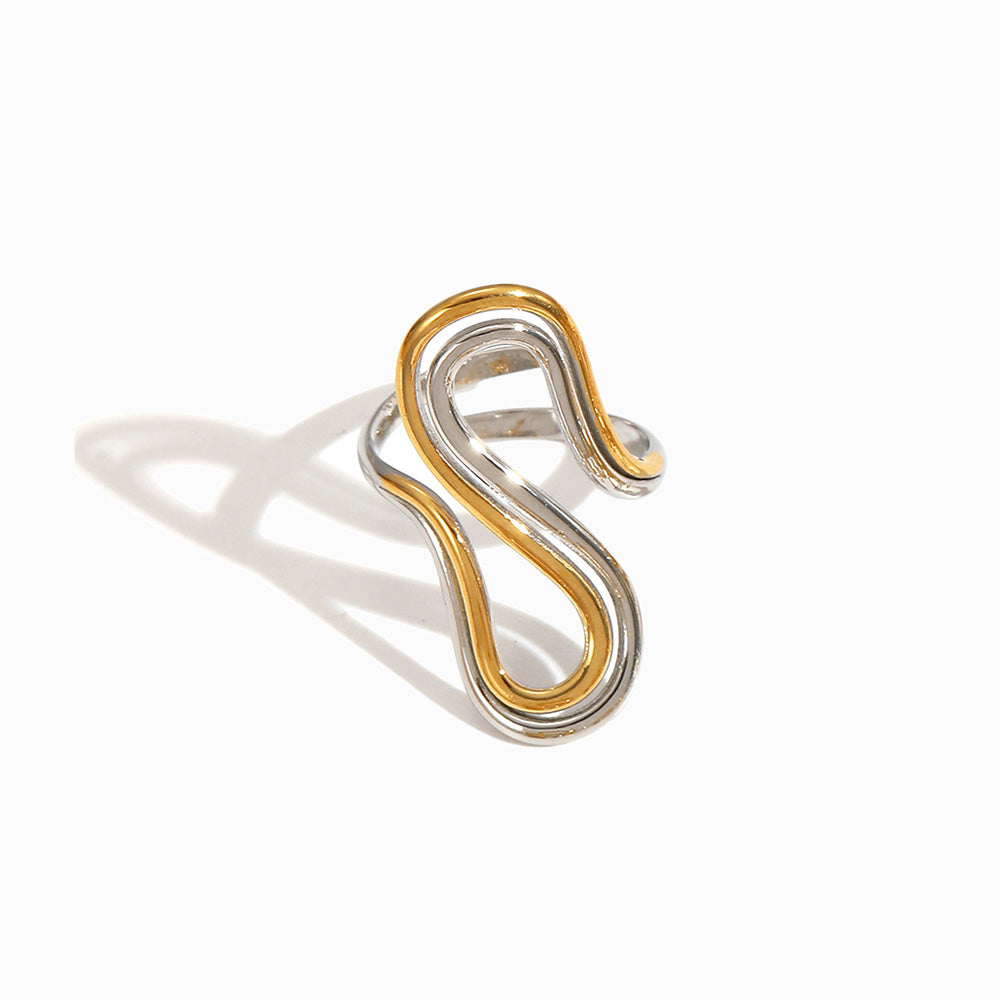 Anel Geométrico Ajustável JZ1478 - Aço Inox Dourado