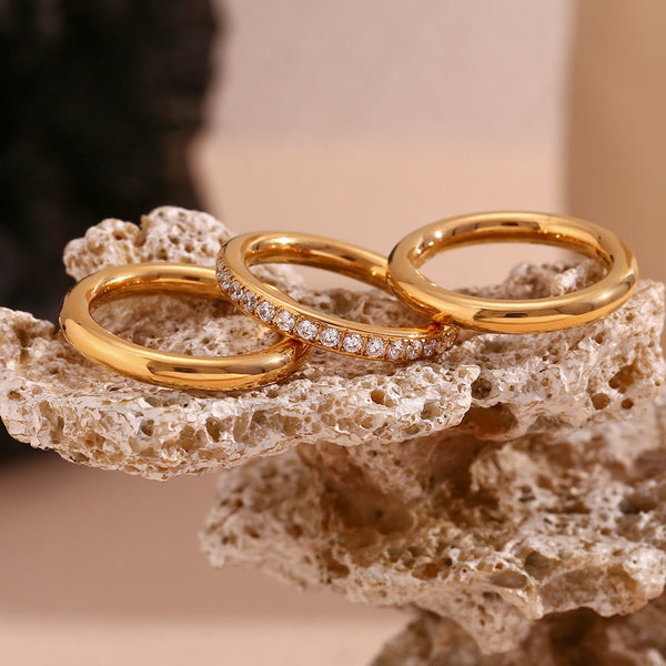 Anel Stacking com Zircónia em Aço Inoxidável
