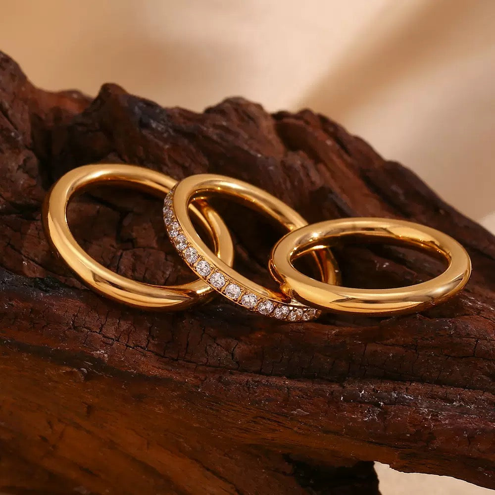 Anel Stacking com Zircónia em Aço Inoxidável
