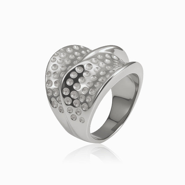 Anel Statement 18mm JZ1595 - Aço Inox Prateado