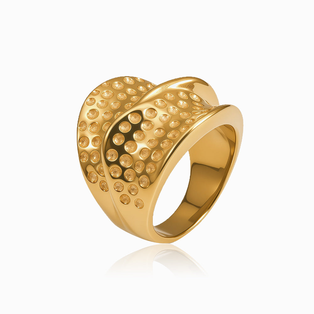 Anel Statement 18mm JZ1595 - Aço Inox Dourado