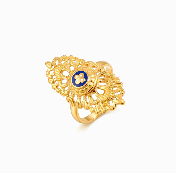 Anel Tradicional Ajustável JZ1598 - Aço Inox Dourado