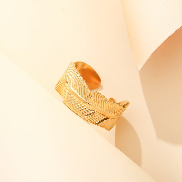 Anel Aço Inox Dourado Ajustável JZ1022