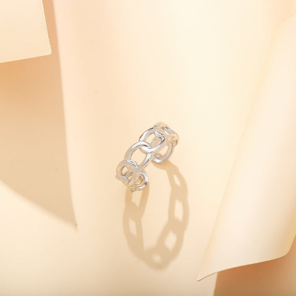 Anel Aço Inox Prateado Ajustável JZ1024