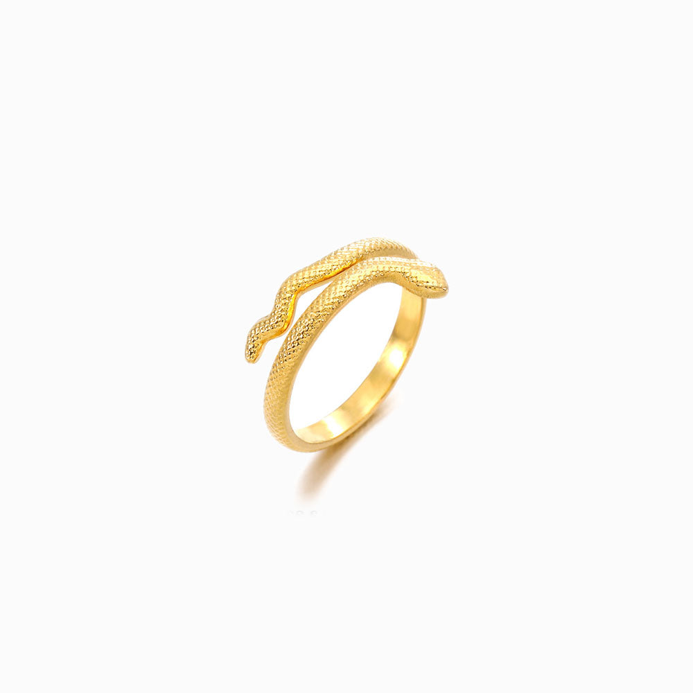 Anel Ajustável Cobra - Aço Inox Dourado