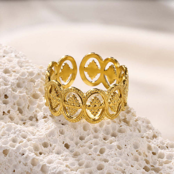 Anel Ajustável JZ1196 - Aço Inox Dourado