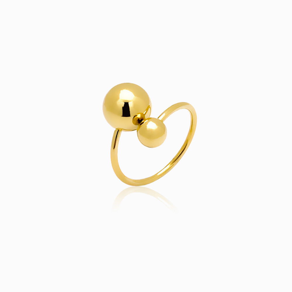 Anel Bolas Ajustável JZ1294 - Aço Inox Dourado