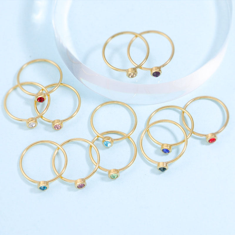 Conjunto 12 Anéis com Diamante - Aço Inox