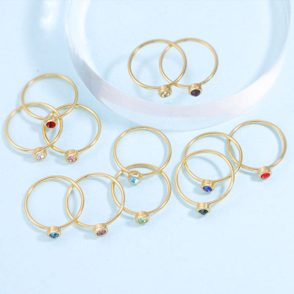 Conjunto 12 Anéis com Diamante - Aço Inox