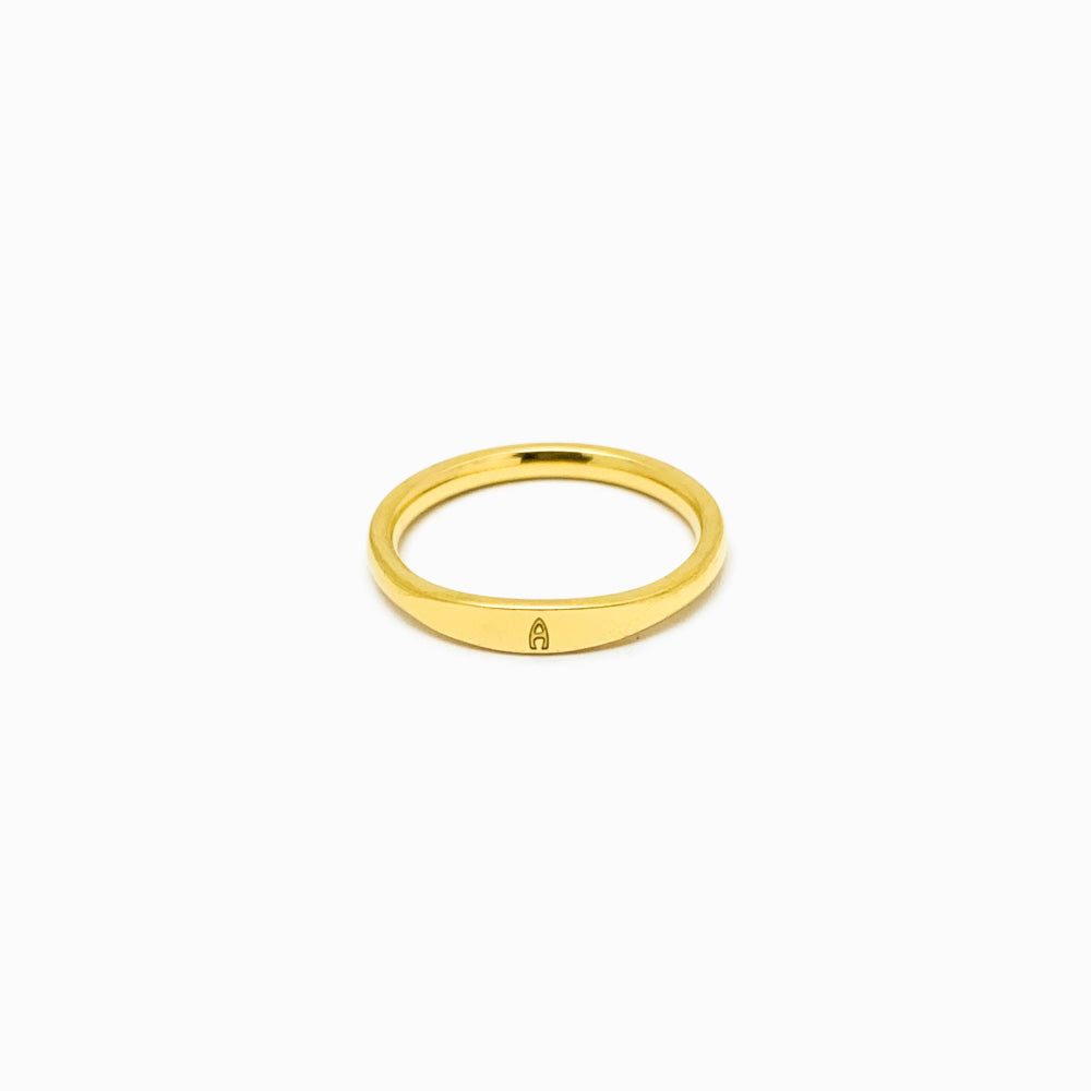 Anel com Inicial A JZ1177 - Aço Inox Dourado
