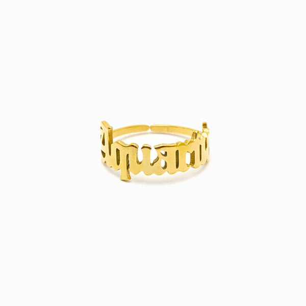 Anel Signo de Aço Inox Dourado Aquarius