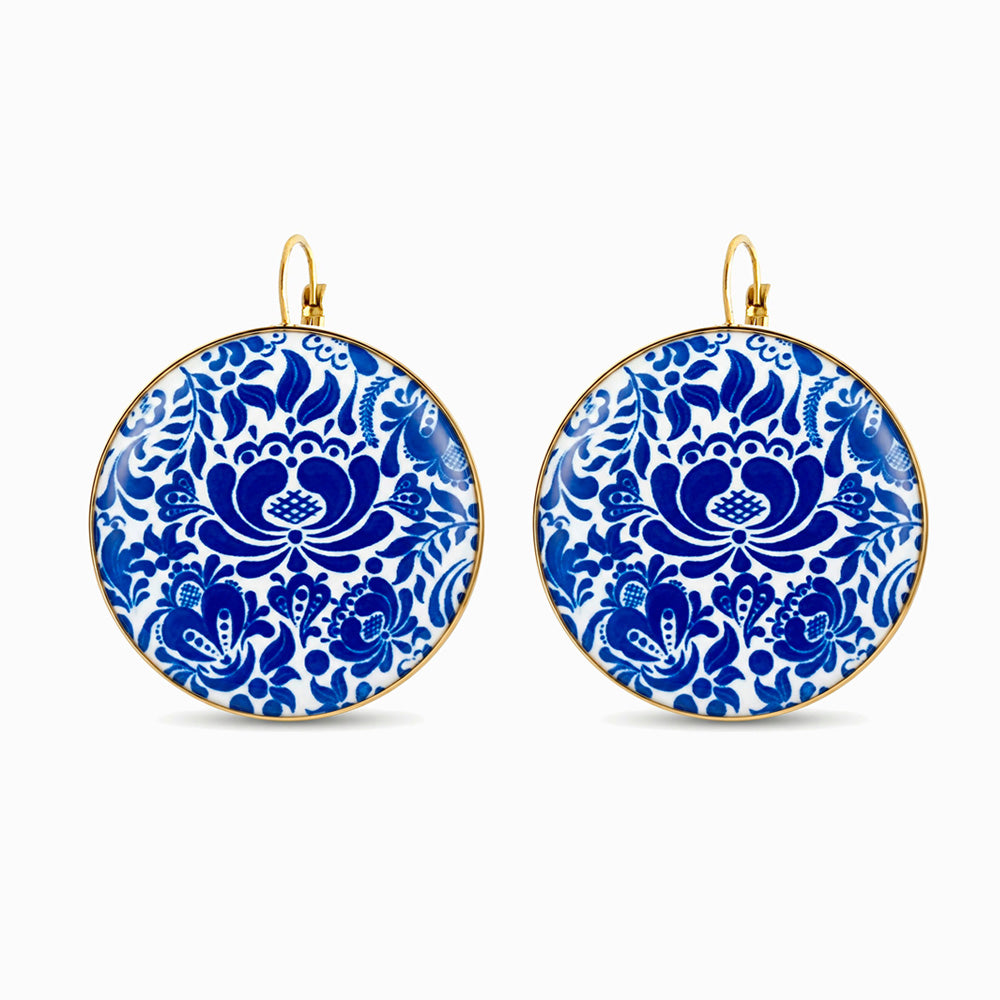 Brincos Azulejo em Aço Inoxidável 38x31mm