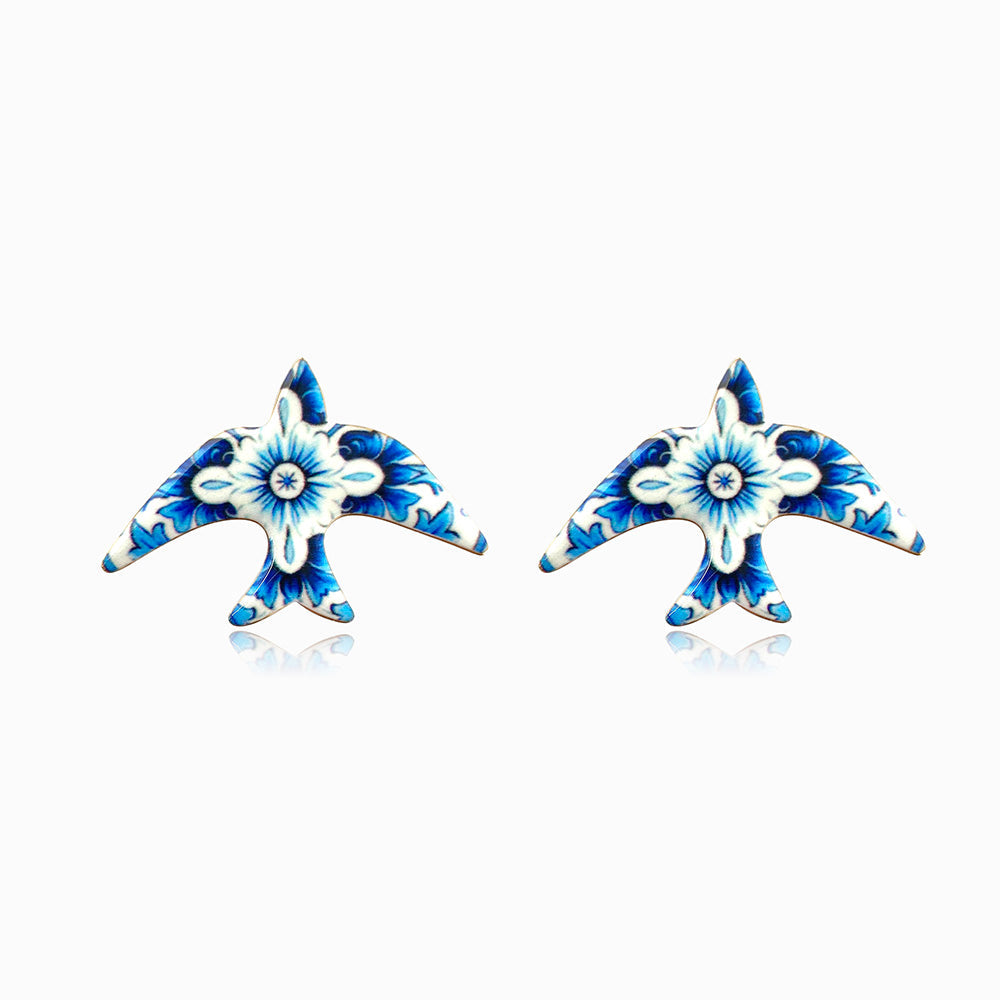 Brincos Azulejo em Aço Inoxidável 34x24mm
