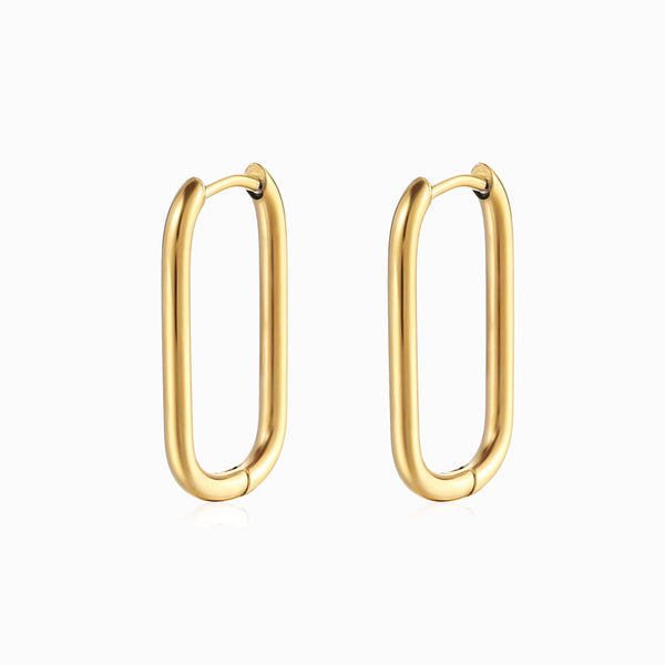 Brincos Geométricos 24x14mm BR1305 - Aço Inox Dourado
