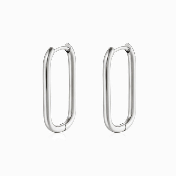Brincos Geométricos 24x14mm BR1305 - Aço Inox Prateado