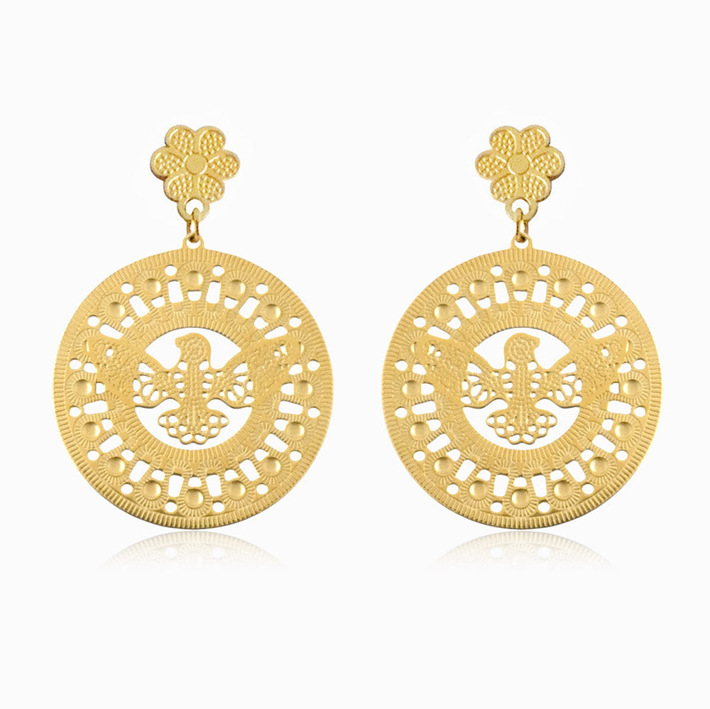 Brincos com Águia 49x35mm BR1358 - Aço Inox Dourado