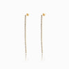 Brincos com Brilhantes 100x2mm BR3057 - Aço Inox Dourado