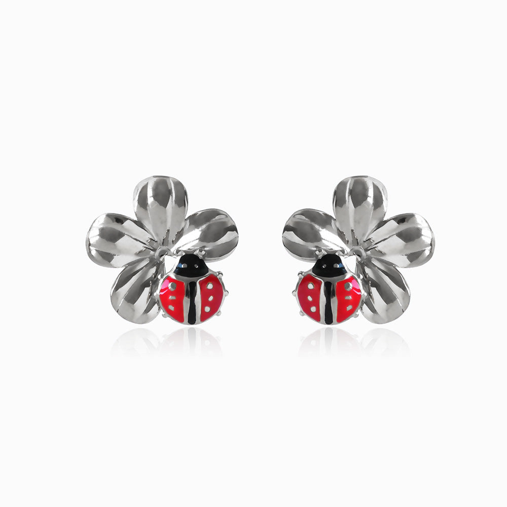 Brincos com Flor 21x21mm BR1331 - Aço Inox Prateado