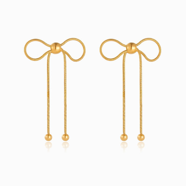 Brincos com Laço 64x24mm BR3034 - Aço Inox Dourado