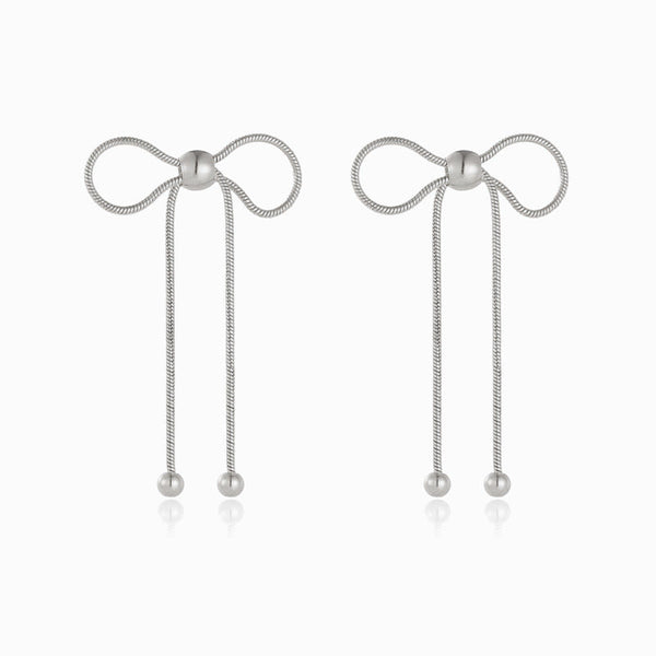 Brincos com Laço 64x24mm BR3034 - Aço Inox Prateado