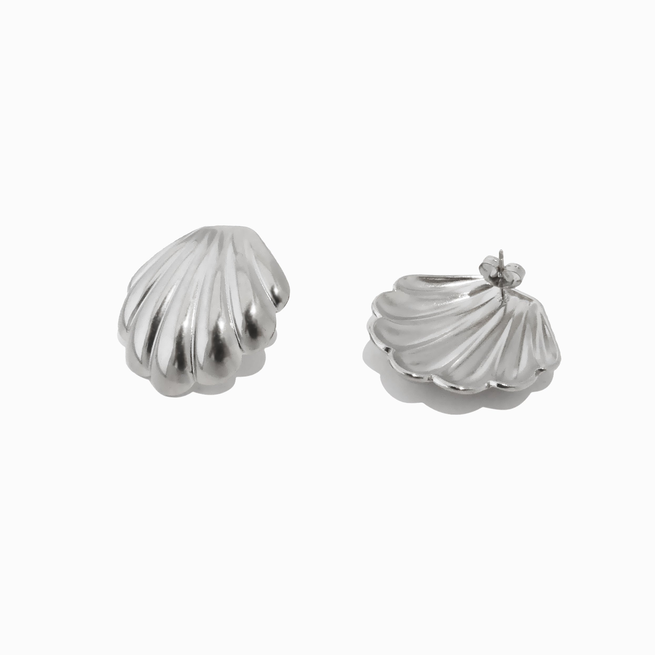 Brincos Concha 29x29mm BR1394 - Aço Inox Prateado