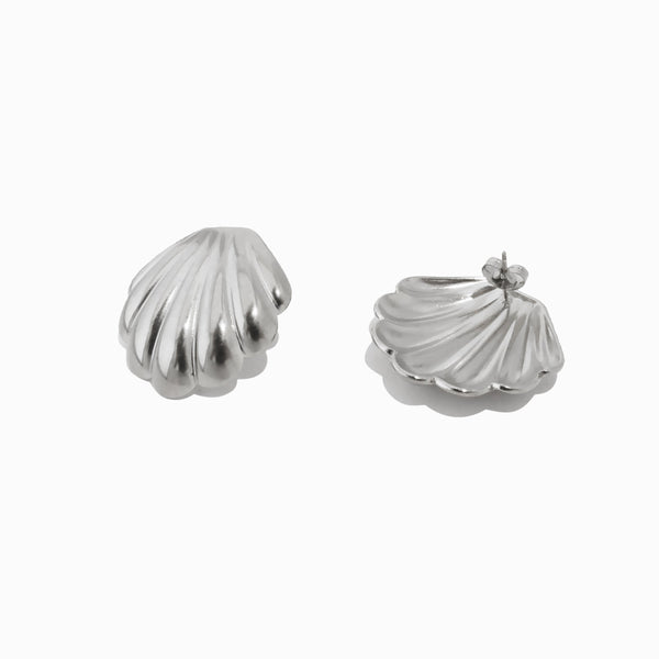 Brincos Concha 29x29mm BR1394 - Aço Inox Prateado