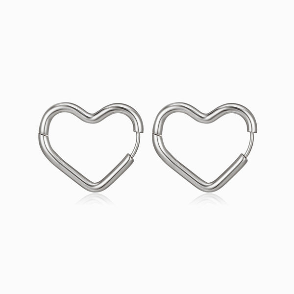 Brincos Coração 22x20mm BR1304 - Aço Inox Prateado