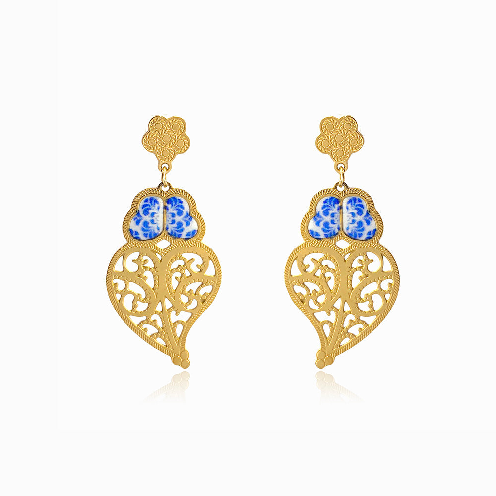 Brincos Coração de Viana 44x20mm BR1439 - Aço Inox