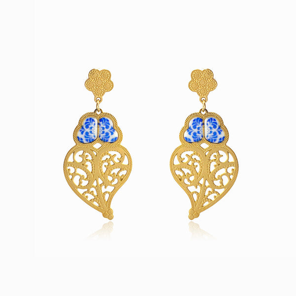 Brincos Coração de Viana 44x20mm BR1439 - Aço Inox