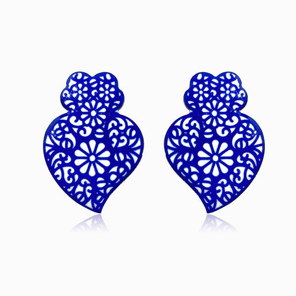 Brincos Coração de Viana 35x25mm BR1554 - Aço Inox