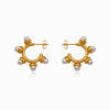 Brincos C com Pérolas 27x27mm BR1294 - Aço Inox